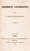 2 db könyv-Eredeti játékszín, IV. kötet, Átok. Buda, 1835, MTA. Félvászon kötés, kopottas állapotban...