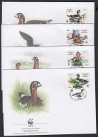 WWF Vörösnyakú lúd négyestömb + 4 FDC WWF Red-breasted Goose block of 4 + 4 FDC