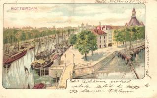 Rotterdam, port, ships litho s: Geiger R. (b)