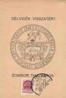 1941 Délvidék Visszatért, Zombor / Hungarian Irredenta 'vissza' So. Stpl (EK)