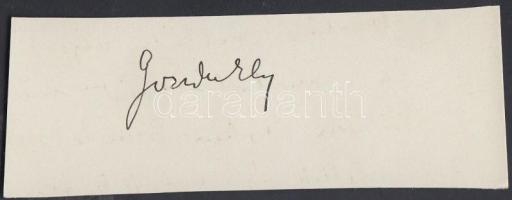 Gozsdu Elek (1849- 1919) elbeszélő, drámaíró, ügyvéd, kirendelt főügyész. Aláírás kivágáson.