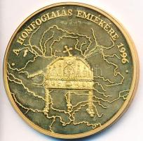 1996. "A Honfoglalás emlékére / Honteremtő hadjáratok" aranyozott Cu emlékérem dísztokban, sorszámozott tanúsítvánnyal (42,5mm) T:PP