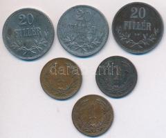 1893-1895. 1f Cu + 1916-1918. 20f Fe (3xklf) T:2,2-