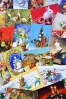 Kb. 800 db MODERN motívumlap dobozban; üdvözlő (karácsony, újév, húsvét) / Approx. 800 modern motive cards in a box; greetings (christmas, new year, easter)