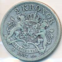 Svédország 1907. 2K Ag "II. Oszkár" T:3
Sweden 1907. 2 Krona Ag "Oscar II" C:F