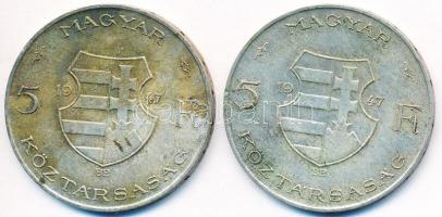 1947. 5Ft Ag "Kossuth" (2x) T:2- Adamo F8.1