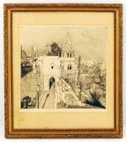 Dudás Jenő (1900-1991): Halászbástya II. rézkarc, papír, jelzett, 31x30 cm