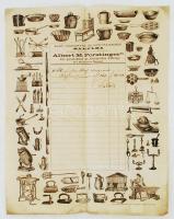 1866 Albert M. Forstinger Első Háztartási és konyhaszerek raktárának díszes fejléces számlája