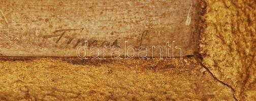 Timár L. jelzéssel: Csendélet csokorral, olaj, falemezen, fa keretben 21,5×13,5 cm