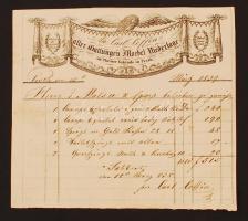1839 Pest, A "Moebel Niederlage im Theater Gebäude in Pesth" (bútorkereskedés Pesten a színházépületben) díszes fejléces számlája
