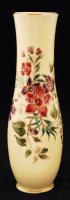 Gazdagon díszített Zsolnay porcelán váza, kézzel festett, jelzett, hibátlan, d: 6 cm, m: 25,5 cm