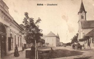 Siófok, utca, divatáruház, templom