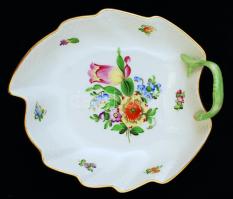 Herendi virágmintás porcelán tálka, kézzel festett, jelzett, hibátlan, 20×17×6,5 cm