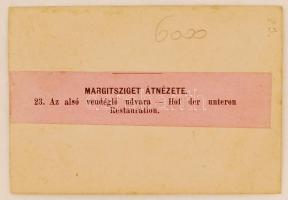 cca 1880 Bp., Klösz György: A Margitsziget átnézete, az alsó vendéglő udvara, keményhátú fotó, felir...