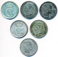 Dánia 1904-1919. 10ö Ag (6xklf) T:vegyes
Denmark 1904-1919. 10 Öre Ag (6xdiff) C:mixed