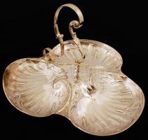 Díszes ezüstözött alpakka hidegtál kínáló, jelzett, m: 17,5 cm