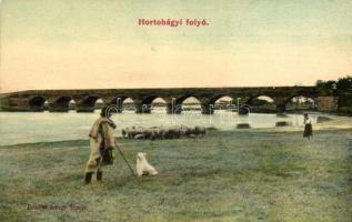 Hortobágy, juhnyáj, folyó, Kilenclyukú híd, Erdélyi foto