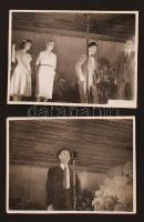 cca 1940-1950 Latabár Kálmán (1902-1970) színpadon, 2 db fotó, 9x12 cm