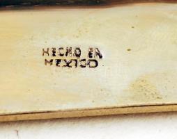 Gyöngyház berakásos mexikói tálka, jelzett, 14×8,5 cm + Gyöngyház berakásos mexikói sószóró, jelzett...