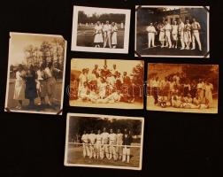 1932-1935 Teniszezők, 6 db fotó, 6x5 és 6x9 cm közötti méretekben