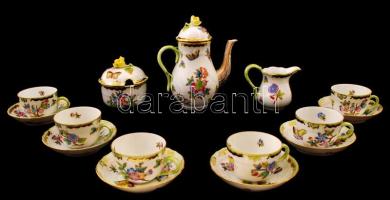 Herendi Viktória mintás mokkás készlet, kézzel festett, hibátlan/ Herendi Victoria coffe set