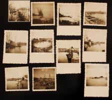 1941 Bp., Fotók árvízkárokról, Érsekcsanád, Dusnok, Negyven, 11 db fotó, 6x6 és 6x9 cm-es méretben