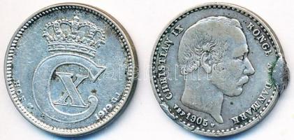 Dánia 1905-1919. 25ö Ag T:2,2- forrasztásnyom
Denmark 1905-1909. 25 Öre Ag C:XF,VF soldering mark