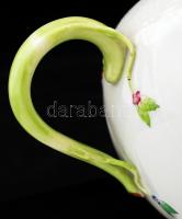 Herendi Viktória mintás teás készlet, kézzel festett, apró lepattanás a rózsán, jelzett / Herend tea...