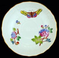 Herendi Viktória mintás teás készlet, kézzel festett, apró lepattanás a rózsán, jelzett / Herend tea...