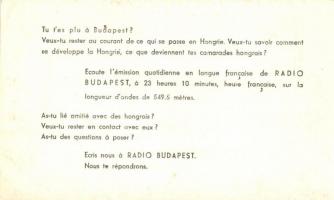 Budapest, Rákosi féle ifjúsági mozgalom tüntetése, hátoldalon Magyar Rádió reklám (non PC) (EK)