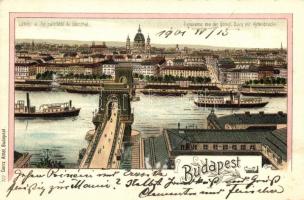 Budapest, Látkép a királyi palotától; Ganz Antal litho (Rb)