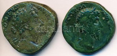 Roman Empire / Rome / Marcus Aurelius 166. Sestertius Br "[M ANTONINVS] AVG ARM [PARTH MAX] / [TR POT XX] IMP [IIII COS III] VIC-PAR S - C" (19,15g) + 168-169. Sestertius Br "[M AN]TONINVS AVG TR P [COS III] / SAL[VTI AVG COS III] - S-C" (25,07g) C:F RIC III 929.,964.