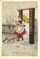 New Year, Hungarian folklore, pigs (EB)