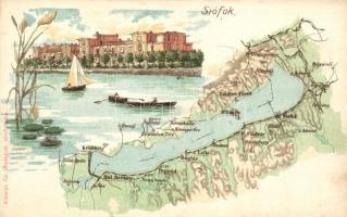 Siófok, Balaton térkép, litho (EK)