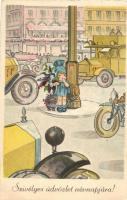 Name day, little girl, automobiles litho (Rb)