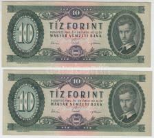 1962. 10Ft (2x) sorszámkövetők T:I,I- enyhe hajlás