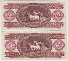 1993. 100Ft (2x) sorszámkövető, nyomdai festékfoltokkal és papírráncokkal T:I