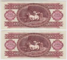 1992. 100Ft (2x) sorszámkövető, nyomdai papírráncokkal T:I