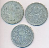 Ausztria 1893-1902. 1K Ag "Ferenc József" (3x) T:2-,3 Austria 1893-1902. 1 Corona Ag "Franz Joseph" (3x) C:VF,F