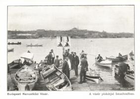 Constantinople, port, boats, poster of Budapest International Fair (wet damage)