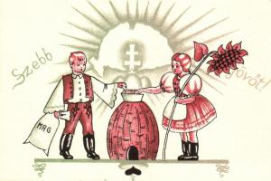 Diákkaptár / Hungarian Youth Association propaganda card, irredenta s: Selmeczi Margit