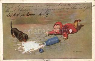 Little girl with dog, humour, A.R. & C.i.B. No. 1309.  s: H. Zahl