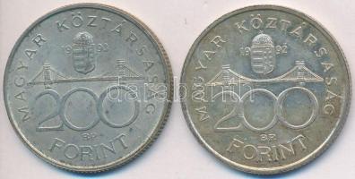 1992-1993. 200Ft Ag "MNB" (2x) T:2 Adamo F13