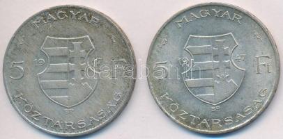 1947. 5Ft Ag "Kossuth" (2x) T:2-,3 Adamo F8.1