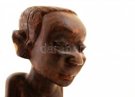 Afrikai, fából faragott szobor, m: 44 cm /
African carved wooden sculpture