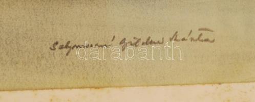 Solymosné Göldner Márta (1927-2006): Nyugalom, akvarell, papír, üvegezett fa keretben, hátulján beáz...