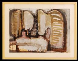 Somlai Vilma (1938-2007): Ház fákkal. Olaj, karton, jelzett, üvegezett keretben, 42×59 cm