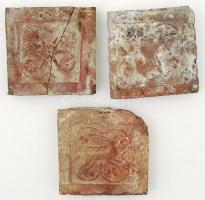 cca 1600-1700 3 db faragott díszkő építőelem. Egyik törött / Vintage stone ornament tile 20x20 cm