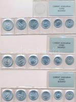 1974,1975,1976. 2f-1Ft 6db klf, hiányos érmés forgalmi sorok fóliatokban (3x) T:1