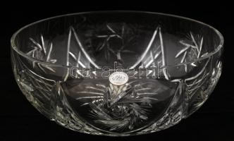 Ajka kristály gyümölcsös tál, csiszolt, metszett, ólomkristály, jelzett, hibátlan, eredeti dobozában, d:29 cm, m:10 cm